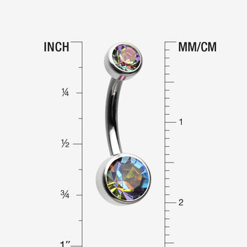 Detail View 1 of Implant Grade Titanium Internally Threaded Bezel Set Gem Belly Button Ring-Vitrail Medium
